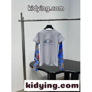 レイヤード風 グラフィック ロングスリーブTシャツ バレンシアガ コピー Tシャツ コピーkid26Oj45zu