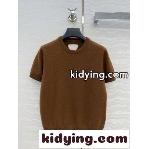 シンプル 洗練された カシミヤ 半袖ニット プラダ コピー セーター 偽物 ブラウンkid26iySP1n