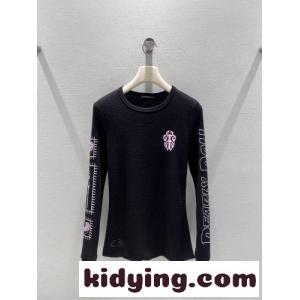 スタイリッシュ コットン ワッフル 長袖Tシャツ クロムハーツ コピーブランド Tシャツ 偽物 ブラックkid260jieSn