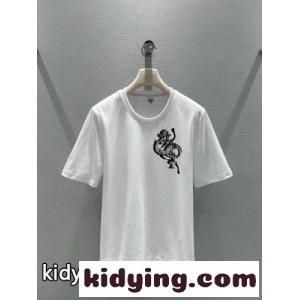 コットン プリント 半袖Tシャツ エルメス コピー Tシャツ コピー クルーネック ホワイトkid26fOfmWf
