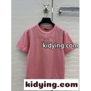 刺繍入り コットン 半袖Tシャツ エルメス コピー Tシャツ コピー クルーネック ピンクkid26iWzuqq