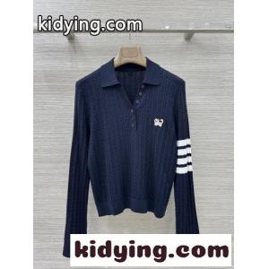 ケーブル編み ポロニット トムブラウン コピー セーター コピー ウール＆シルク ネイビーkid269j8DOD