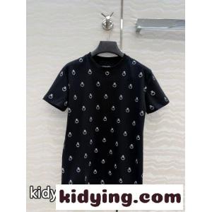 上品 カジュアル 半袖Tシャツ アノー・フィネス プリント エルメス ブランド コピー Tシャツ コピー ブラックkid260zGbyq