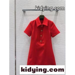 上品 ダブルG ボタン付き 半袖 ミニドレス グッチ コピーブランド ワンピース コピー レッドkid26TPPDWn