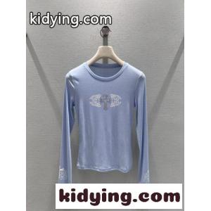 シンプル スタイリッシュ クルーネック 長袖Tシャツ クロムハーツ コピー Tシャツ 偽物 ライトブルーkid26mS5zmi