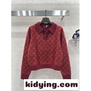 GG ラインストーン ニットポロ グッチ コピー セーター 偽物 レッドkid26r4bSHr