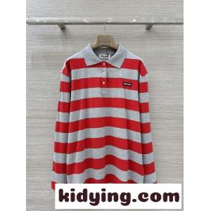 ボーダー ロングスリーブ ポロシャツ ミュウミュウ スーパーコピー Tシャツ コピー コットンkid26j4L5Tn