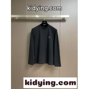 シンプル 洗練された コットン 長袖Tシャツ ロエベ コピー Tシャツ 偽物 ブラックkid26i8DKna