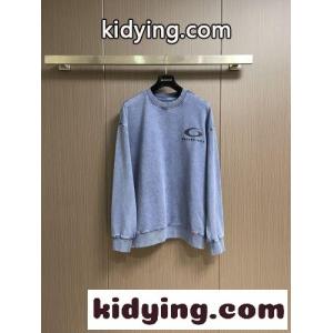 カジュアル ウォッシュ加工 スウェットシャツ バレンシアガ コピーブランド Tシャツ 偽物 ブルーkid26u4jSve