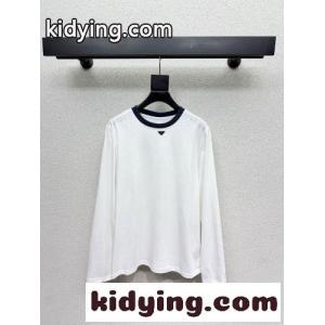 シンプル カジュアル コットン 長袖Tシャツ プラダ コピー Tシャツ コピー クルーネックkid26yaeiGz