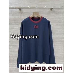 ロゴ入り コットン 長袖Tシャツ ミュウミュウ スーパーコピー Tシャツ コピー クルーネックkid26b4THjy