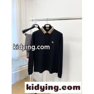 定番 チェックカラー 長袖ポロシャツ バーバリー コピーブランド Tシャツ 偽物 ブラックkid26uaiG9D