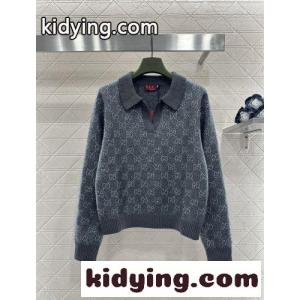 GG ラインストーン ニットポロ グッチ コピー セーター 偽物 グレーkid26XfOnya