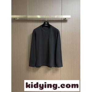 ロゴ刺繍 長袖Tシャツ ベーシック エルメネジルド・ゼニア Tシャツ 偽物 ブラックkid26im8buC