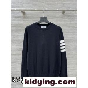 4BAR メリノウール クルーネックニット トムブラウン コピー セーター 偽物 ブラックkid26eWHv0r