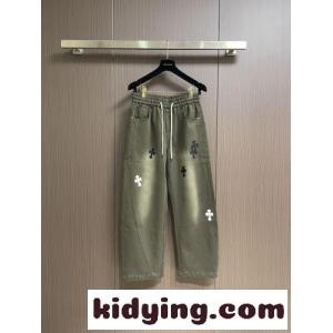 スタイリッシュ クロスパッチ デニムパンツ クロムハーツ スーパーコピー ジーンズ 偽物 カーキグリーンkid26byCyOn