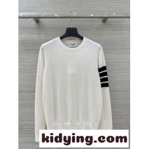 4BAR メリノウール クルーネックニット トムブラウン ブランド コピー セーター 偽物 ホワイトkid264fKzua