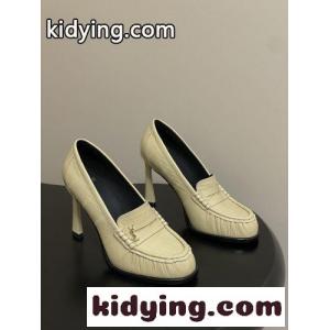 イヴ・サンローラン コピーブランド スーパーコピー ル ローファー パンプス レザー イエローkid26STfK1f