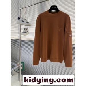 シンプル カジュアル スウェットシャツ プラダ コピー Tシャツ 偽物 ブラウンkid26LvSH1f