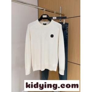 エルメネジルド・ゼニア セーター 偽物 コットン シンプル クルーネック ニット ホワイトkid26y419Pz