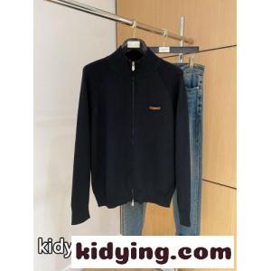 コットン ダブルジップ カーディガン エルメネジルド・ゼニア ニット 偽物 ブラックkid261b8b4D