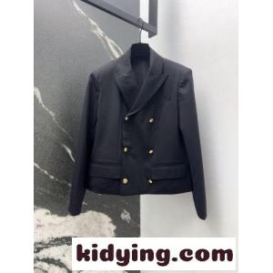 上品 ダブルブレスト テーラードジャケット セリーヌ ブランド コピー ジャケット コピー ブラックkid26GzC4fC
