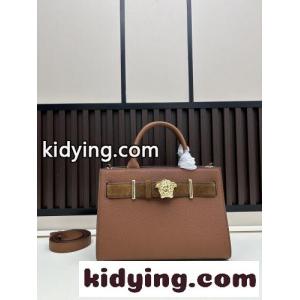 メドゥーサ ハンドバッグ ヴェルサーチ ブランド コピーェ バッグ 偽物 レザー＆スエード ブラウンkid261z8XDq