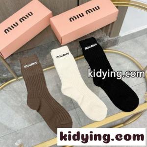 3足セット ロゴ入り ソックス ミュウミュウ コピー 靴下 偽物 コットン レディースkid26mqK5zi