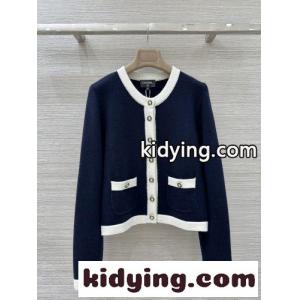 定番 バイカラーニットカーディガン シャネル コピー ニット コピー ネイビーkid26umS5ny