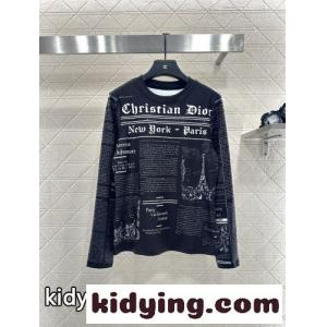 クリスチャン・ディオール コピー Tシャツ 偽物 目を引く Newspaper クルーネック プルオーバー ブラックkid260jCyCC