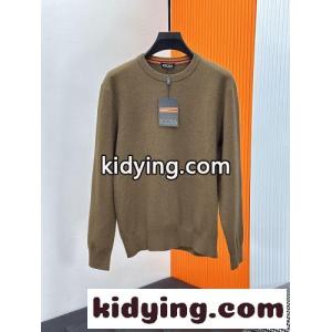 シンプル 合わせやすい エルメネジルド・ゼニア セーター 偽物 プルオーバー カーキkid26aiSXfu