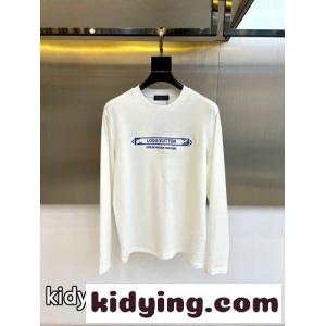 シンプル 洗練された ロゴ刺繍 長袖Tシャツ ルイ・ヴィトン Tシャツ 偽物 ホワイトkid26XTTfOz
