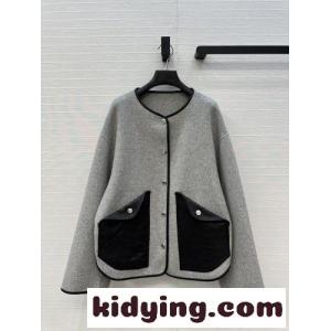 ウールブレンド ノーカラージャケット エルメス コピーブランド ジャケット コピー グレーkid26yW1Dam