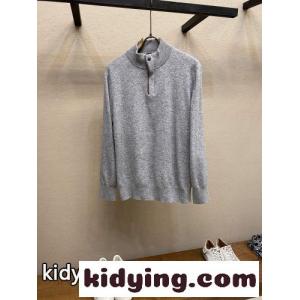 カシミヤ＆ウール ハーフジップ ニット エルメネジルド・ゼニア セーター 偽物 グレーkid26m4DCme