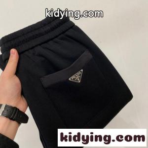 カジュアル 合わせやすい 定番 スウェットパンツ プラダ コピーブランド パンツ 偽物 ブラックkid26TTvKvq
