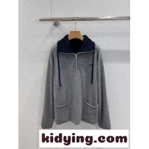 カシミア ハーフジッパー セーター ミュウミュウ コピー ニット 偽物 グレーkid26SPXbeu