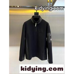 モンクレール ブランド コピー Tシャツ 偽物 異素材切り替え ハーフジップ プルオーバー ブラックkid26Tv8jCm