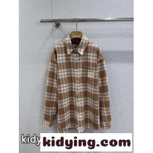 カジュアル チェック柄 オーバーシャツ ミュウミュウ コピー シャツ 偽物 コットン トップスkid26m09rea
