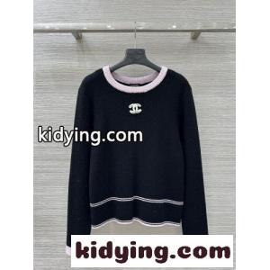 洗練された お洒落 配色 クルーネックニット シャネル スーパーコピー セーター コピー ブラックkid26Dyy0ne