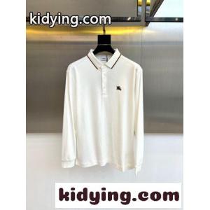 カジュアル 合わせやすい バーバリー コピー Tシャツ 偽物 長袖 ポロシャツ ホワイトkid268riayq