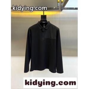 カジュアル ナイロン切り替え 長袖ポロシャツ バーバリー ブランド コピー Tシャツ 偽物 ブラックkid26OTDamC