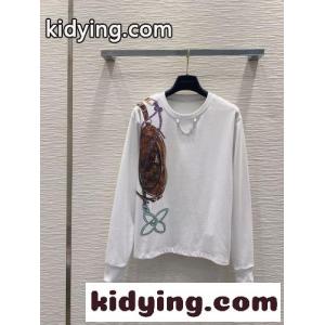 キープイット プリント ロングスリーブTシャツ ルイ・ヴィトン Tシャツ コピー ホワイトkid26vC4PLj