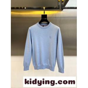 バーバリー スーパーコピー セーター 偽物 合わせやすい シンプル 上品 ロゴ クルーネック ライトブルーkid26T9P5je