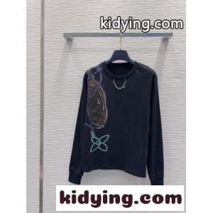 キープイット プリント ロングスリーブTシャツ ルイ・ヴィトン Tシャツ コピー ブラックkid26X1nuOz