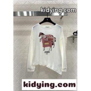 目を引く プリント ロングスリーブTシャツ フェンディ ブランド コピー Tシャツ 偽物 コットンkid26n4jmum