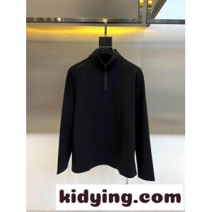 洗練された 長袖Tシャツ ハーフジップ プラダ ブランド コピー Tシャツ 偽物 プルオーバー ブラックkid26PXry4b