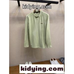 シンプル 上品 ロゴ 長袖Tシャツ エルメネジルド・ゼニア Tシャツ 偽物 グリーンkid2691XnCq
