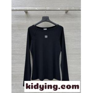アナグラム刺繍 リブジャージー 長袖Tシャツ ロエベ コピーブランド Tシャツ コピー ブラックkid26nWPrya