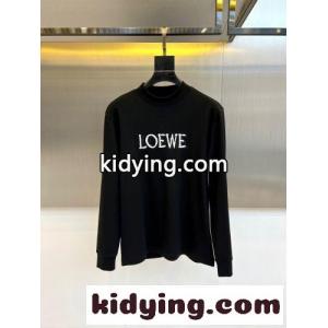 シンプル ロゴ コットン モックネック 長袖Tシャツ ロエベ コピー Tシャツ 偽物 ブラックkid26m4bGvy