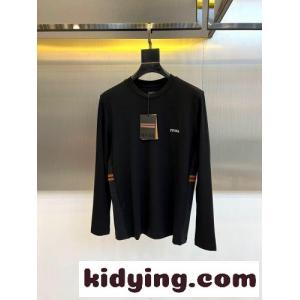 洗練された シンプル 長袖Tシャツ エルメネジルド・ゼニア Tシャツ 偽物 コットン ブラックkid26bumiSD